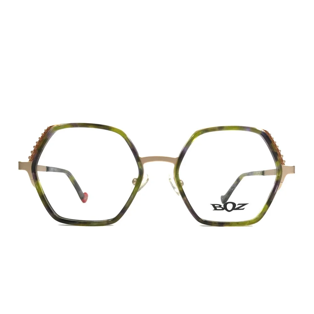 BOZ Eyeglasses Frames MADYSSON 4545 Green Satin Gold Chamois Full Rim 51-17-140